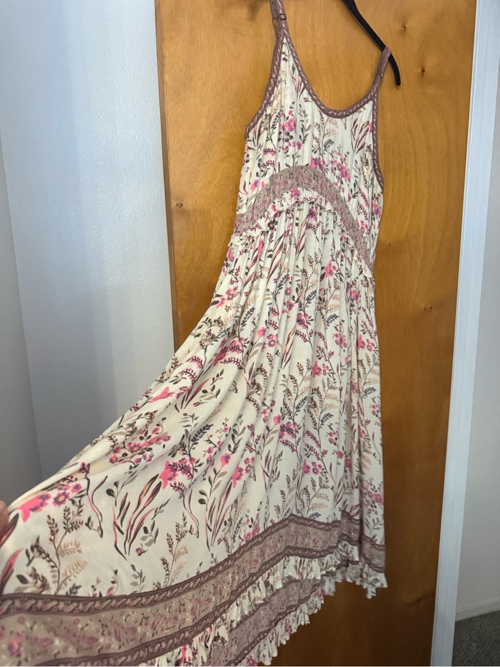 Spell Maisie Strappy Blush Floral Lace-Trim Midi Dress - Picture 11 of 13